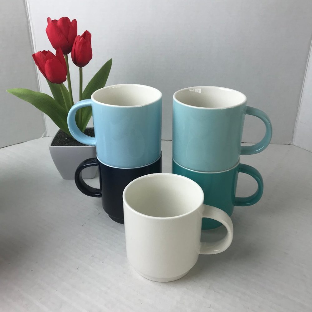 NWOT - A Set of 5 ROBERT IRVINE 10 oz Ceramic Coffee/Tea Mugs